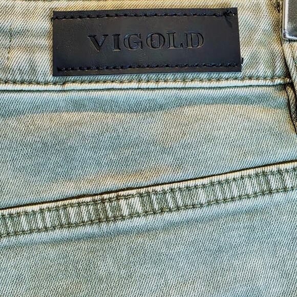 Vigoss Dylan Raw Edge Wide Leg Jean Sz 31 10 Olive Green Retro Boho 100% Cotton - Picture 6 of 13